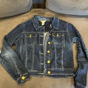 INDIGO REIN, FOREVER JEAN JACKET, SIZE LARGE. BUTTON UP, ALL BUTTONS AT…